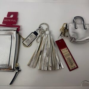 Merona Silver Keychain and Card Holder Set
